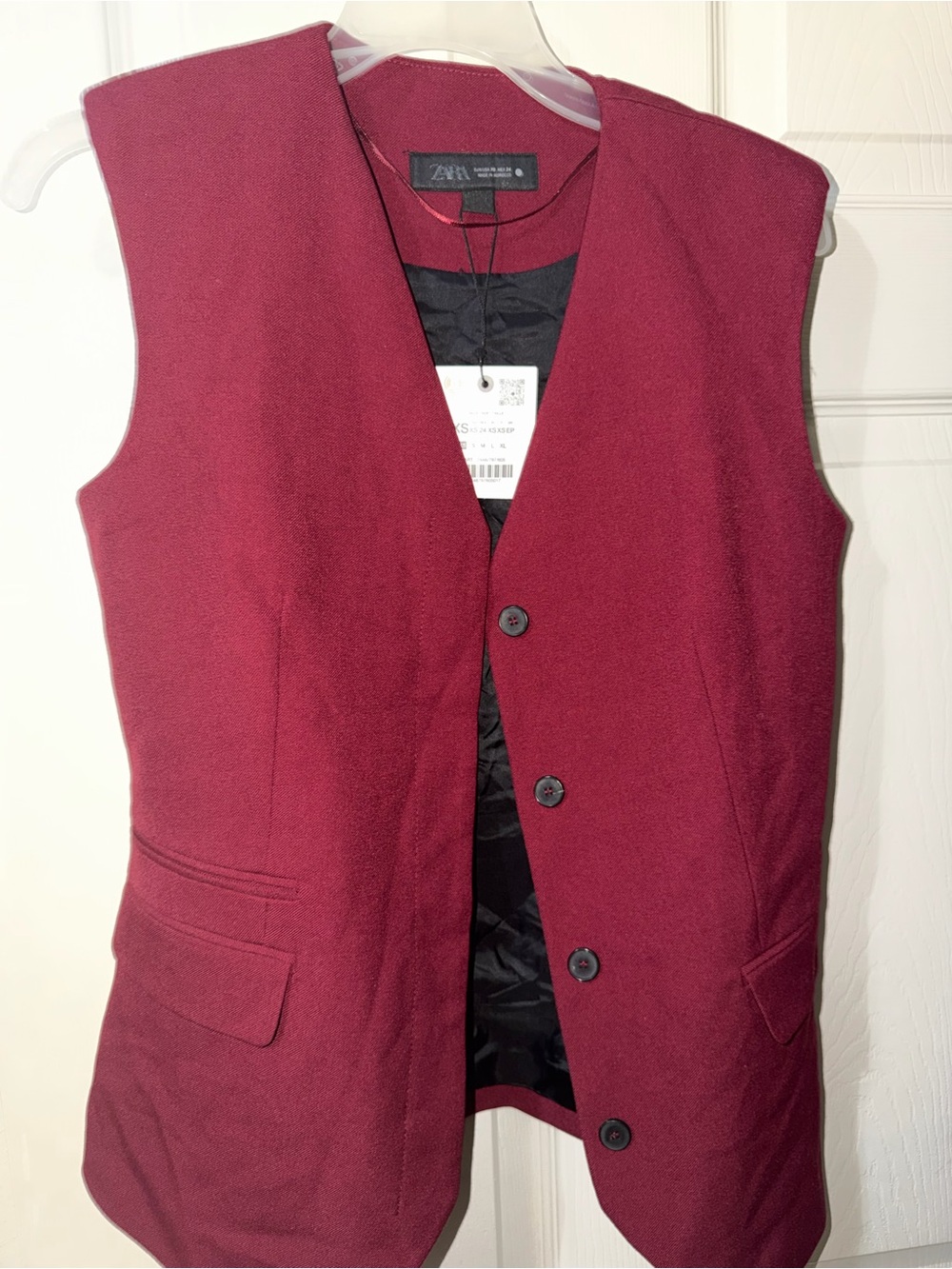 Zara women’s Wine Red Tailored Button Vest